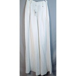 Nissa Palazzo‎ Viscose Pants Size 2 high Waist Wide Leg White Luxury NWT